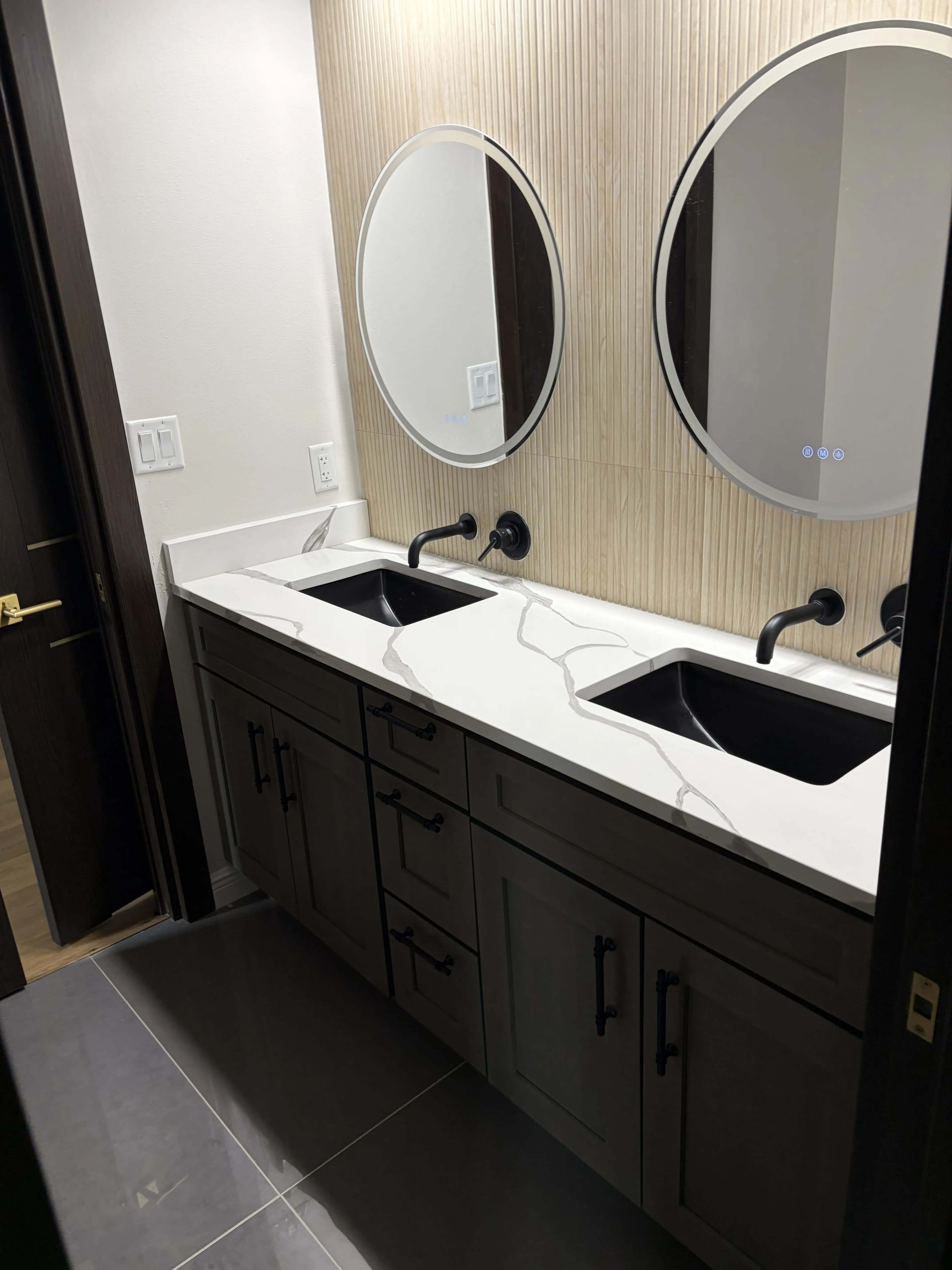 Clean edge quartz bathroom install