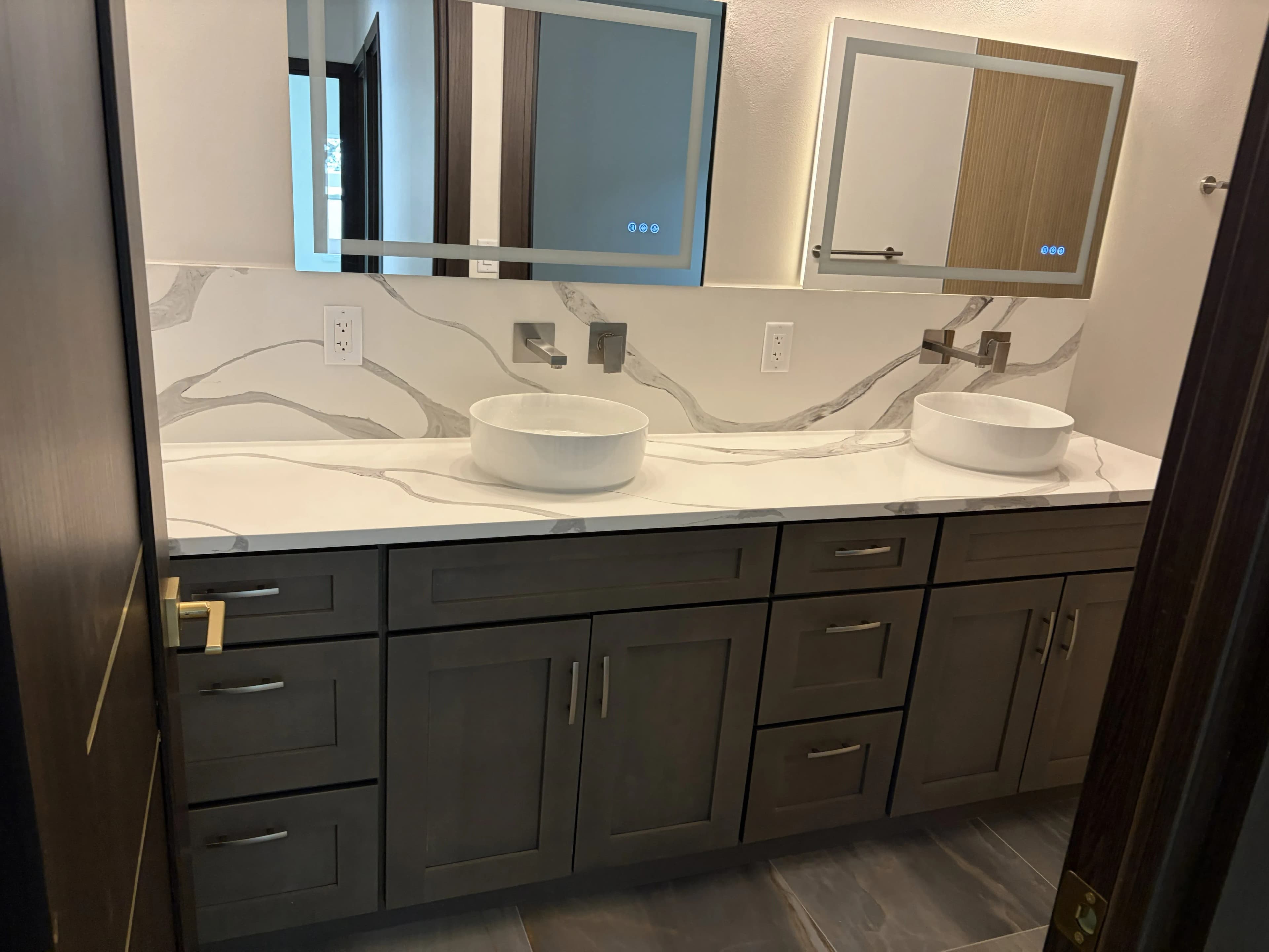 Quartz bathroom vanity detail
