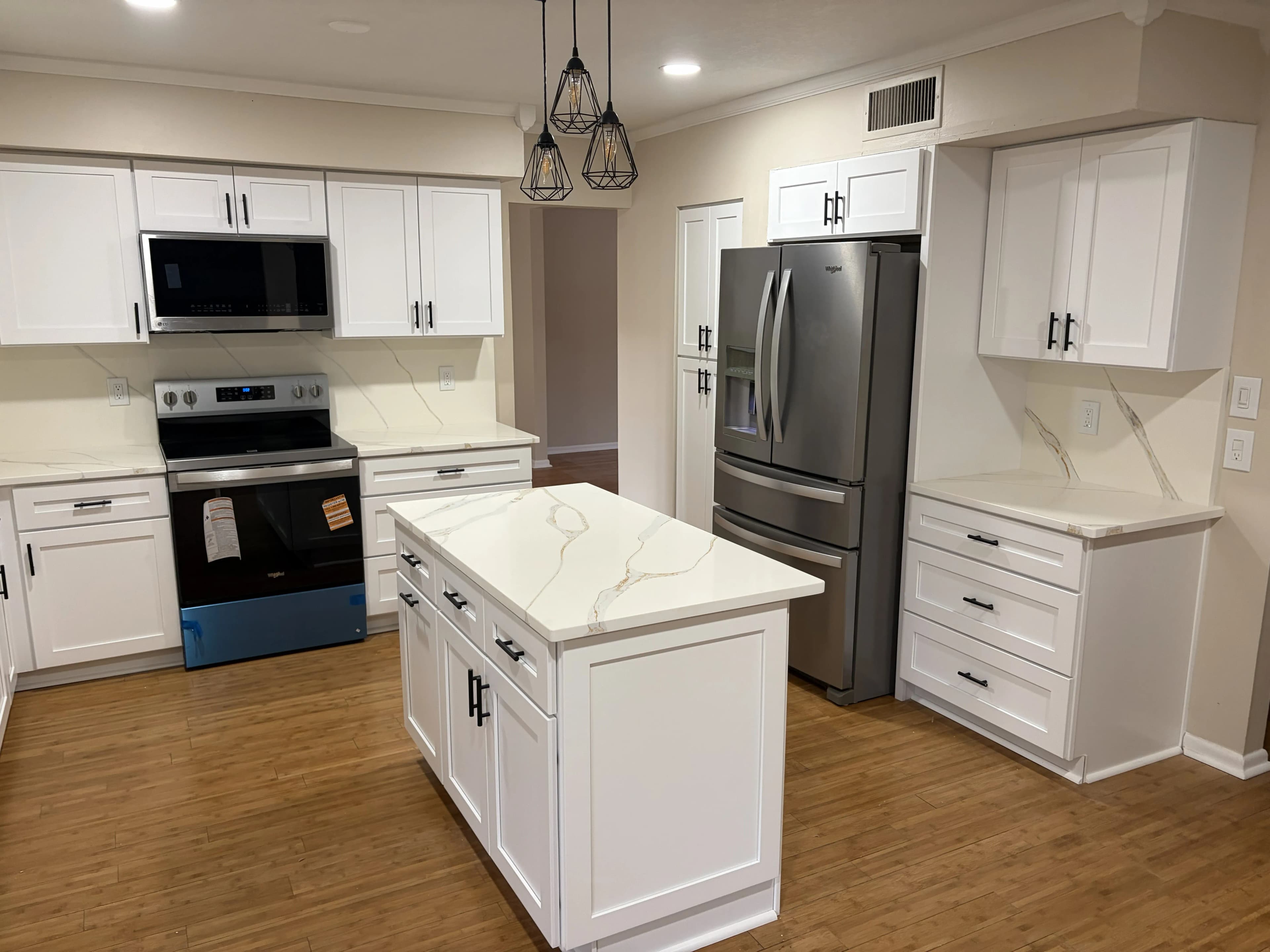 Quartz kitchen island install